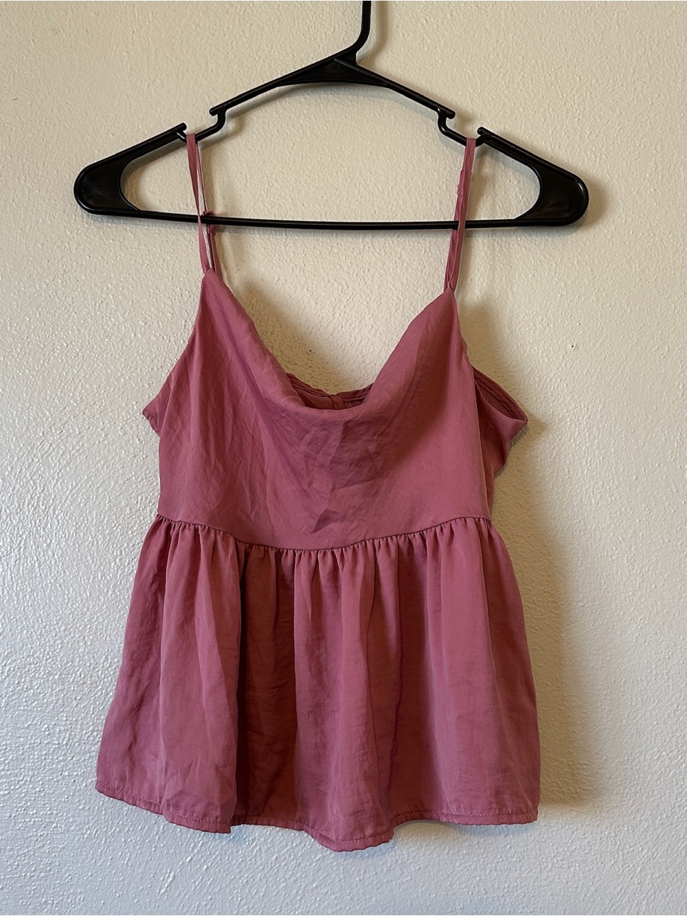 american eagle mauve silky cowl-neck babydoll cami tank top